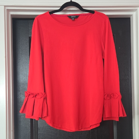 IMNYC Red Orange Bell Sleeve Blouse Size Large - Picture 1 of 9